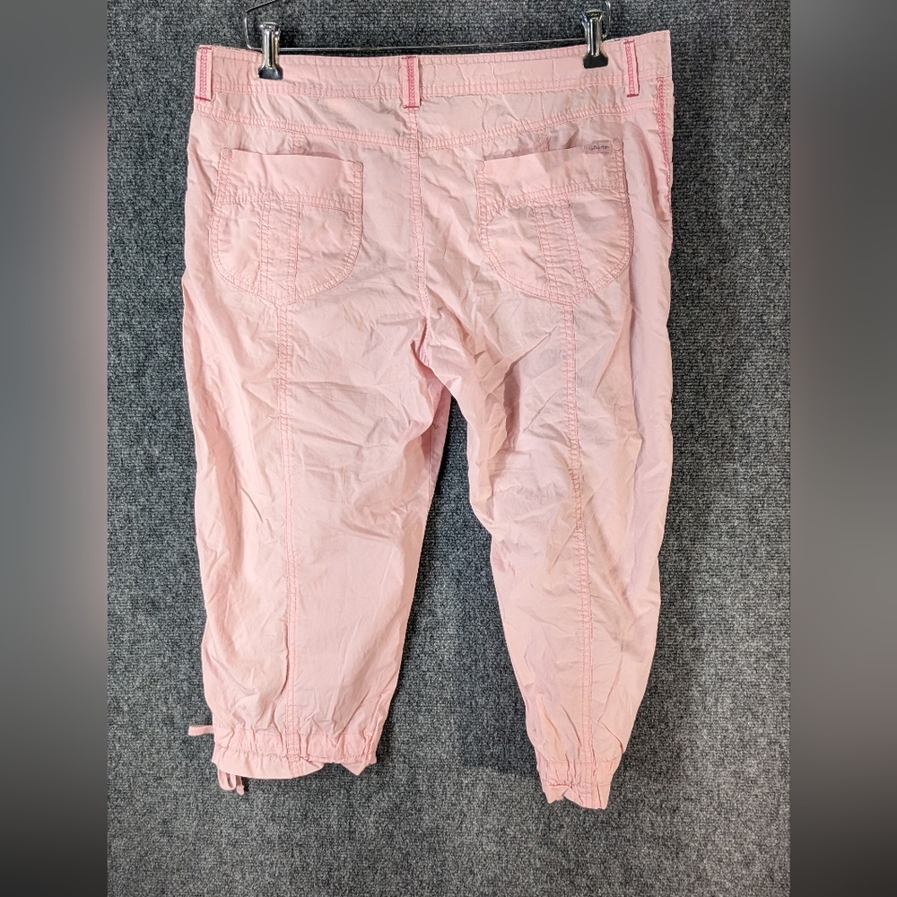 UNION BAY Capri Cargo Pants Juniors Pink Lightweight Tie Pockets - Picture 2 of 16